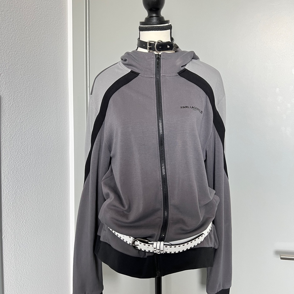 Karl Lagerfeld Sporty zip up hooded jacket hoodie